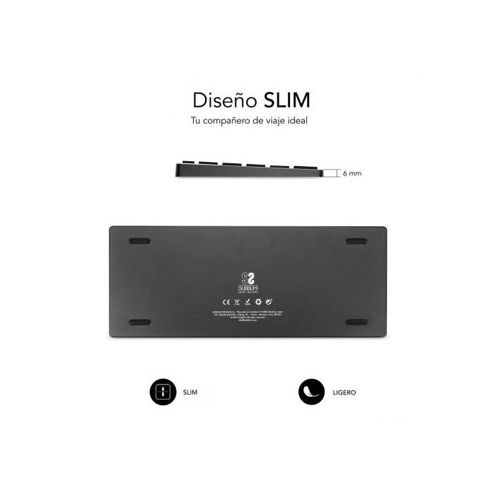 SUBBLIM Teclado Wireless Bluetooth Aluminio Advance Compact Grey 2