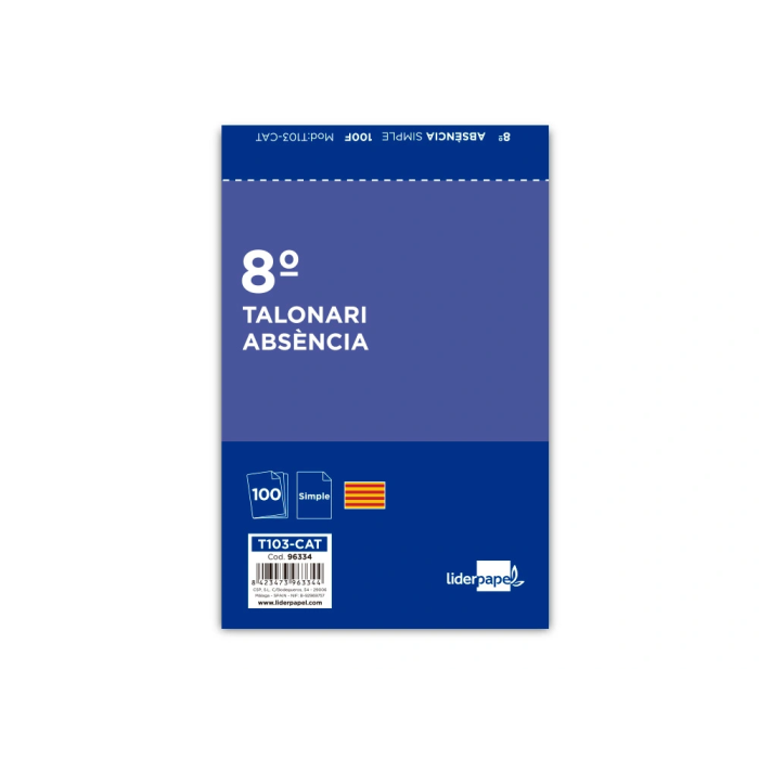 Liderpapel T103 Talonario Ausentes Octavo Original Texto en Catalan 1