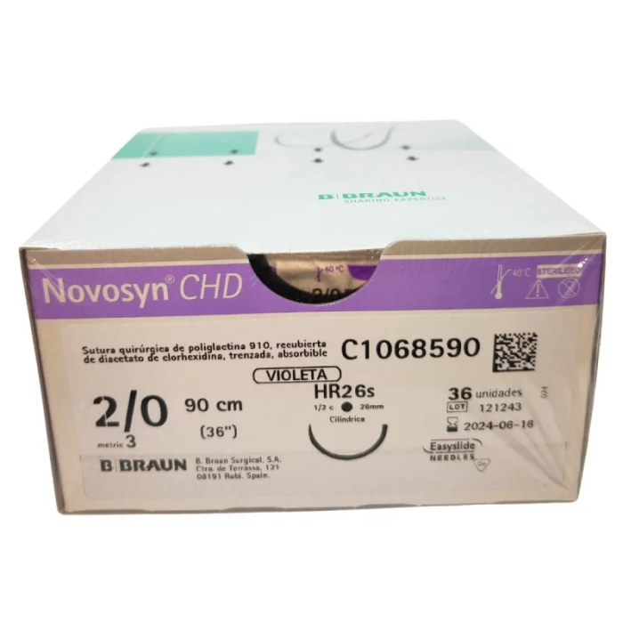 Sutura Novosyn Chd Violet 2-0 Hs26 70 cm 36 Unidades Braun