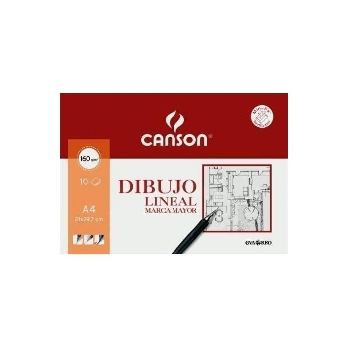 Canson Minipack Dibujo Lineal 10 Hojas Guarro Marca Mayor 160 gr.21x29,7 cm
