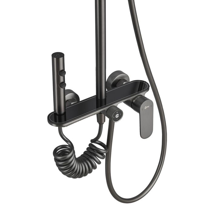 Columna de Ducha Fontastock Gris Acero Inoxidable ABS H 1/2" Grifo Monomando 6 Columna de Ducha Fontastock Gris Acero Inoxidable ABS H 1/2" Grifo Monomando 6