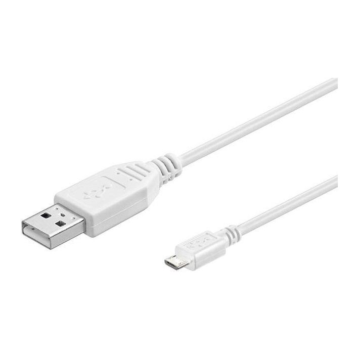 MicroConnect USB A to USB Micro B, Version 2.0, White, 0.15m MicroConnect USB A to USB Micro B, Version 2.0, White, 0.15m