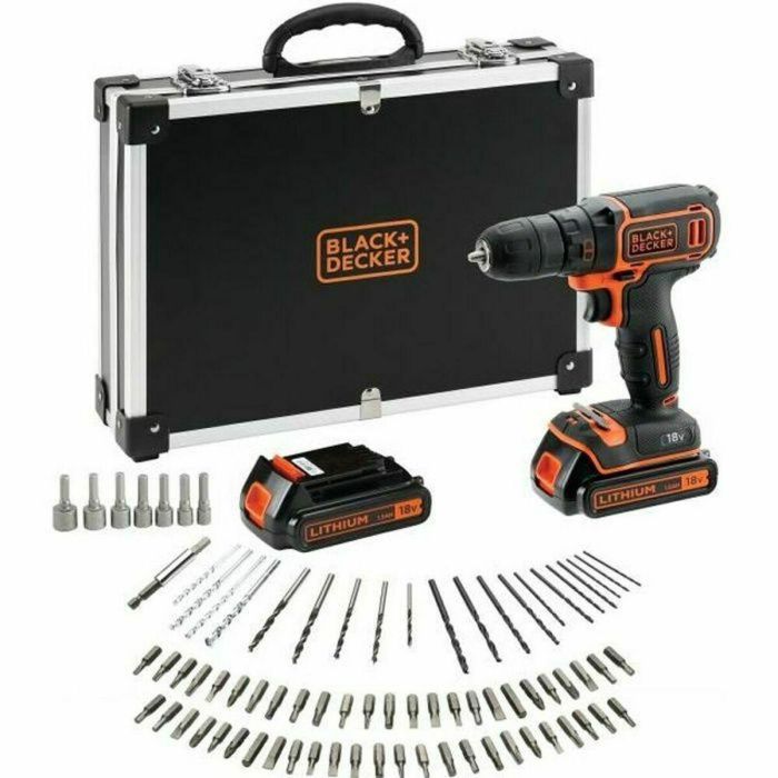 Black + Decker BDCDC18BAFC Taladro-atornillador Inalámbrico 18V Li-Ion con 80 Accesorios Naranja 25