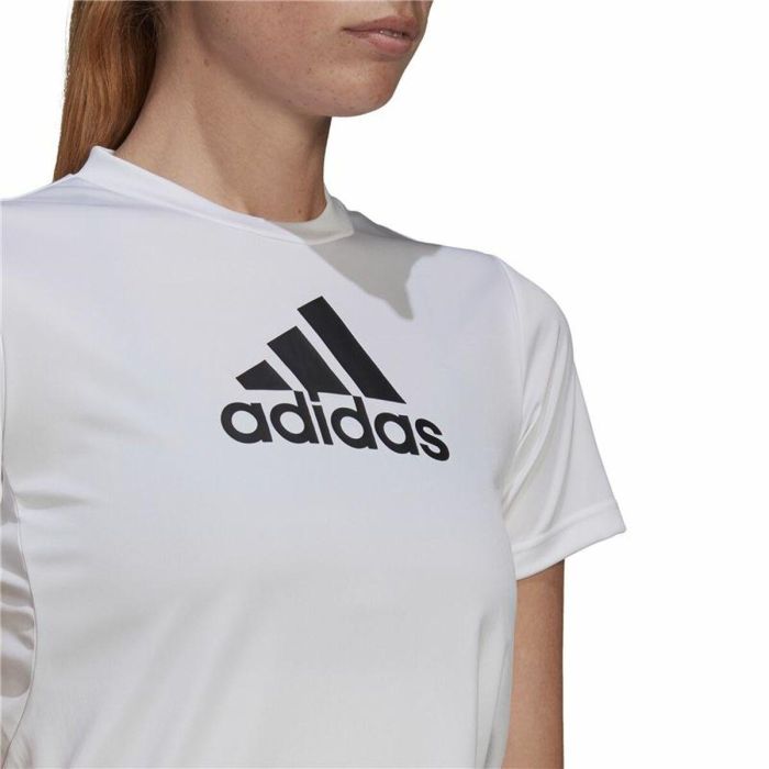 Camiseta de Manga Corta Mujer Adidas Primeblue D2M Logo Sport  Blanco 2 Camiseta de Manga Corta Mujer Adidas Primeblue D2M Logo Sport  Blanco 2