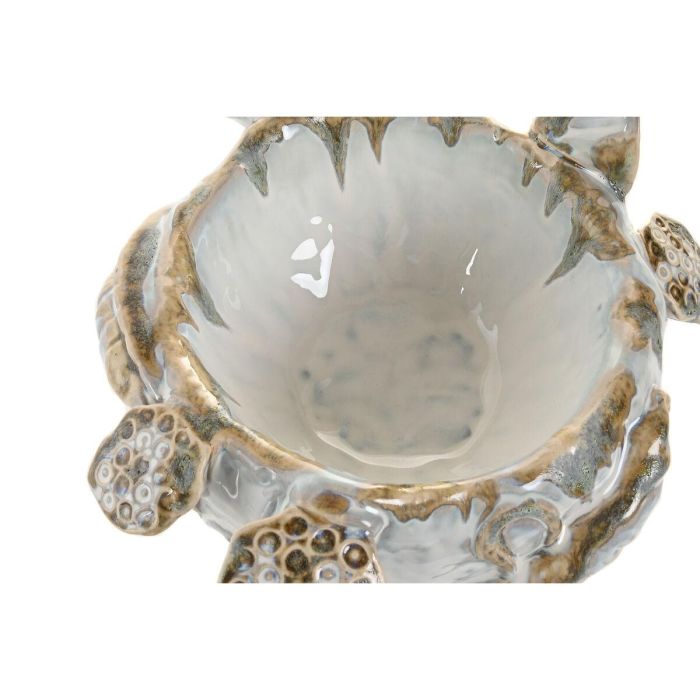 DKD Home Decor Centro de Mesa Shabby Blanco y Azul de Cerámica 25 x 13 x 28 cm 1