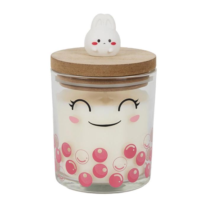 The Concept Factory Vela Perfumada en Vaso de Vidrio con Tapa de Madera - Aromas: Rosa (Frambuesa), Azul (Algodón de Azúcar), Negro (Vainilla y Malvavisco)