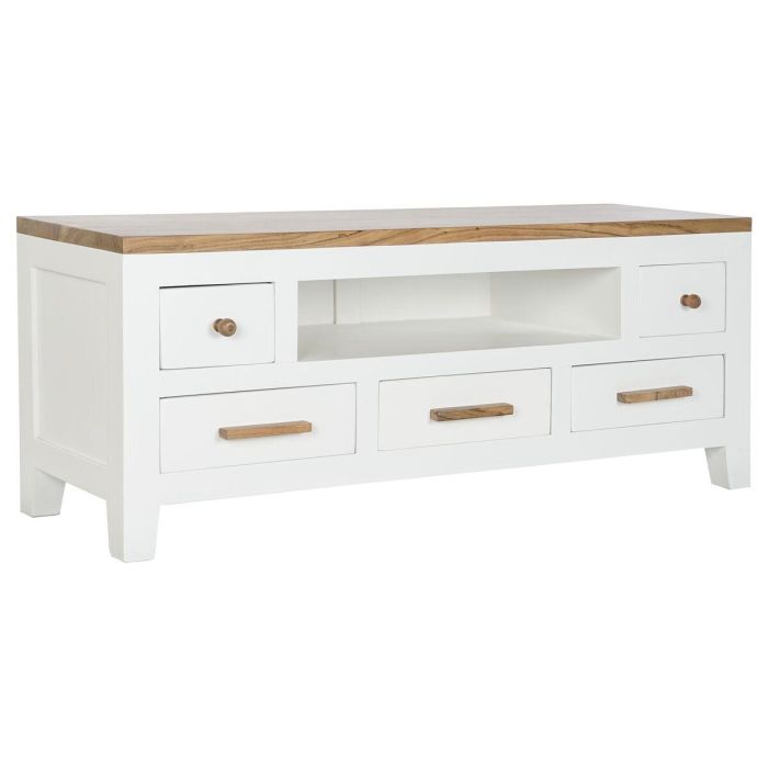 Mueble de TV DKD Home Decor Blanco Marrón Acacia Madera de mango 125 x 40 x 50 cm