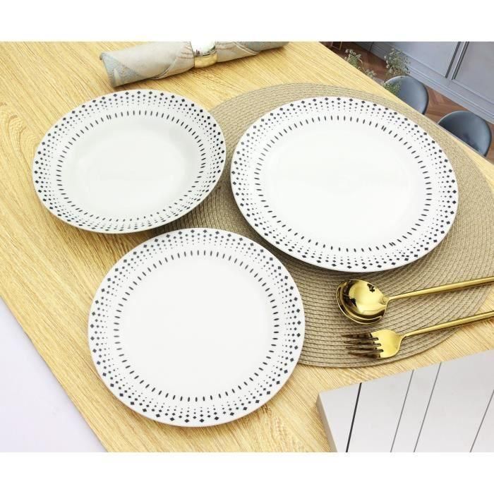 Servicio de 18 piezas Grano de arroz en porcelana negra 3 Servicio de 18 piezas Grano de arroz en porcelana negra 3