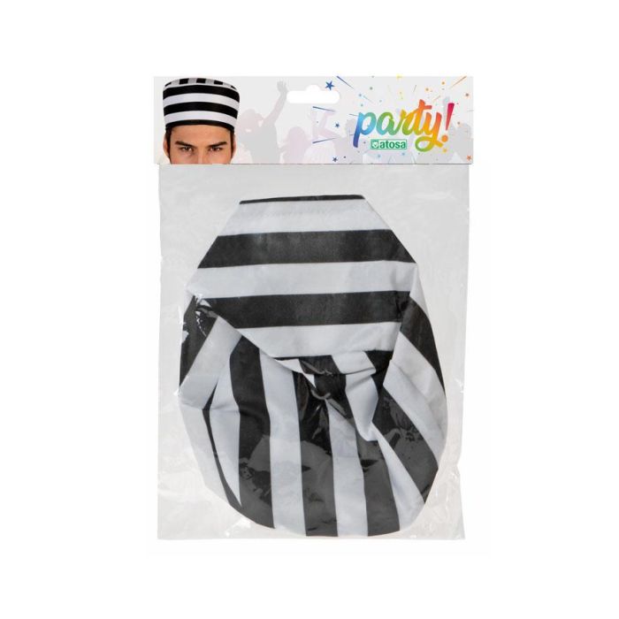 Gorro Preso a Rayas Negro para Adulto - Accesorio para Disfraz de Prisión 1 Gorro Preso a Rayas Negro para Adulto - Accesorio para Disfraz de Prisión 1