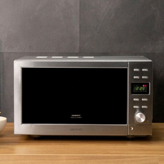 Cecotec 01399 Microondas con grill 20 L 700W / 900W sin plato digital, 9 funciones, interior cerámico encimera Negro, Acero 1