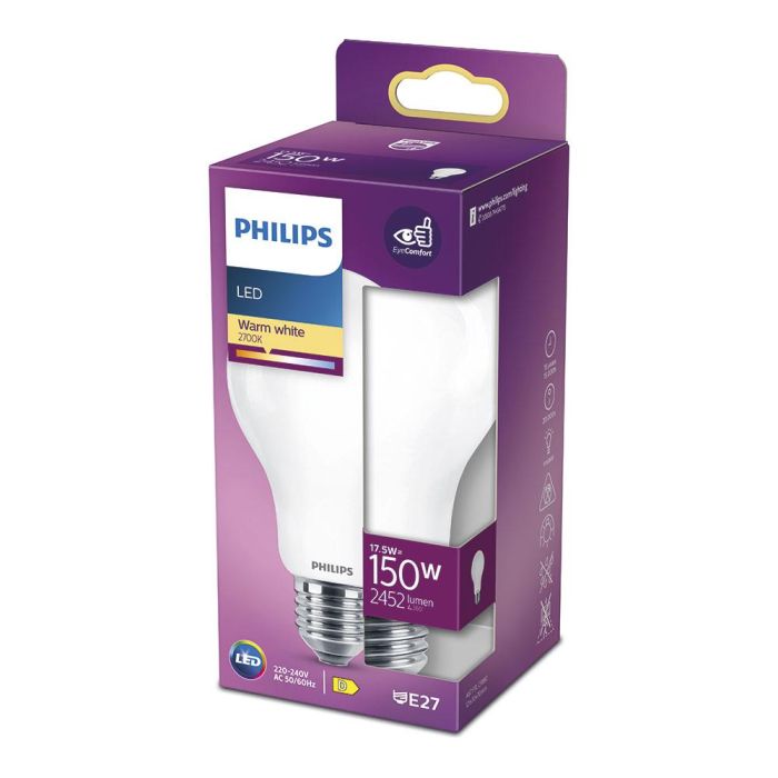 Bombilla standard led e27 17,5w 2452lm 2700k luz calida ø7,5x12,1cm. philips 1