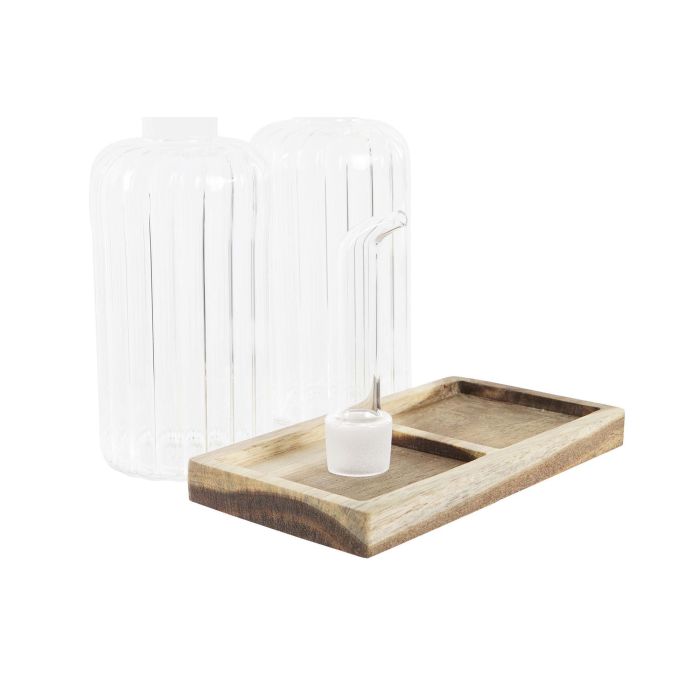 DKD Home Decor Set de 2 Aceitera Vinagrera Transparente Natural Borosilicato Acacia 7.5 x 21 x 14 cm 3