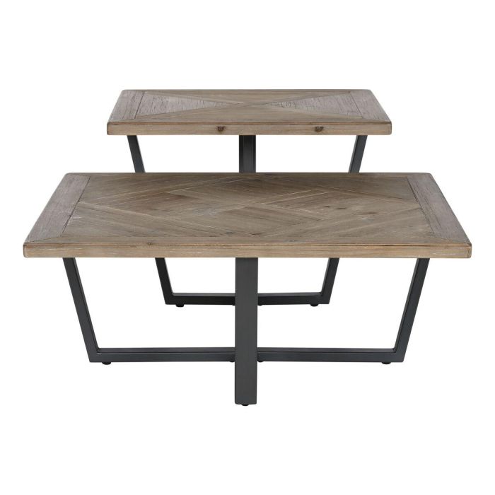 Mesa de Centro Home ESPRIT Negro Natural Metal Madera de abeto 118 x 78 x 45 cm 2