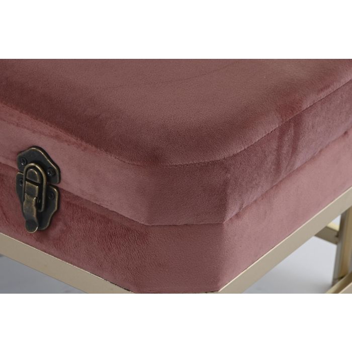 DKD Home Decor Descalzadora Glam de Terciopelo y Metal, Rosa Dorado. Banqueta Set de 2 Unidades, 40 x 47 x 80 cm. 2 DKD Home Decor Descalzadora Glam de Terciopelo y Metal, Rosa Dorado. Banqueta Set de 2 Unidades, 40 x 47 x 80 cm. 2