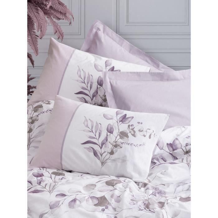 Juego de cama - 1 funda nórdica 220x240 cm + 2 fundas de almohada 60x60 cm - 100% algodón - Lila 1 Juego de cama - 1 funda nórdica 220x240 cm + 2 fundas de almohada 60x60 cm - 100% algodón - Lila 1