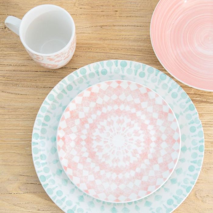 Plato Hondo Rosa Porcelana Cocina 20,50 X 20,50 X 4,50 cm