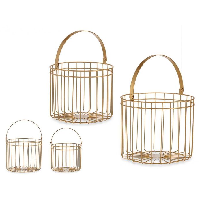 Giftdecor Set de 2 Cestas Cilíndricas Doradas 25x35x25 cm y 21x30 cm Giftdecor Set de 2 Cestas Cilíndricas Doradas 25x35x25 cm y 21x30 cm