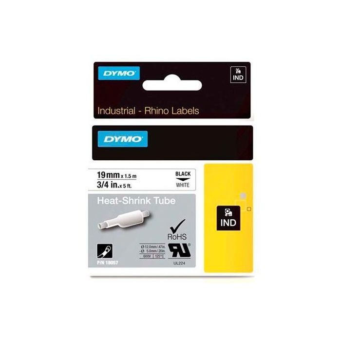 Dymo Cinta Id1-19 Negra Sobre Blanco 19 mm x 1.5 M Tubo Termorretractil S0718330