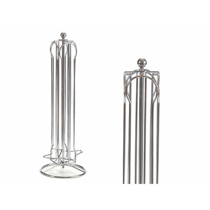 Kinvara Portacápsulas Giratorio para 36 Cápsulas Pequeñas Tipo Nespresso, Metal Plata, 13x39x13 cm (Set de 12)