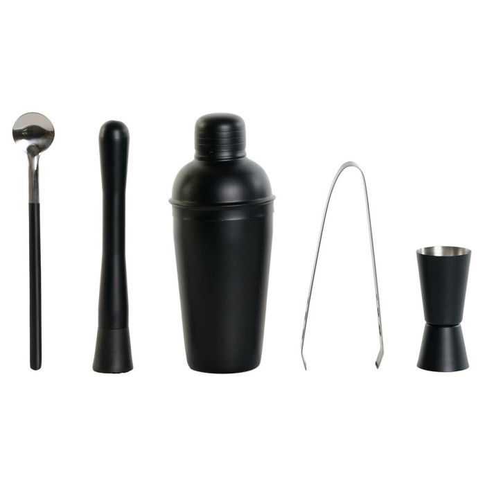 DKD Home Decor Coctelera de Acero Inoxidable Negro 500ml, 20cm Alto, Set de 5 Piezas para Bar y Hogar, Diseño Moderno Loft DKD Home Decor Coctelera de Acero Inoxidable Negro 500ml, 20cm Alto, Set de 5 Piezas para Bar y Hogar, Diseño Moderno Loft