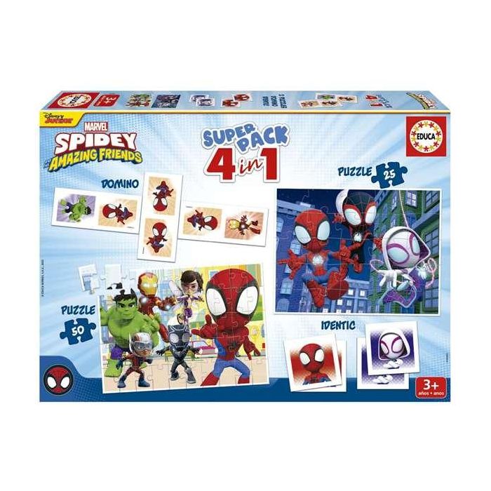 Educa Superpack 4 en 1 Spidey y sus Increíbles Amigos (Domino, Puzzle 25, Puzzle 50 e Identiti) 5