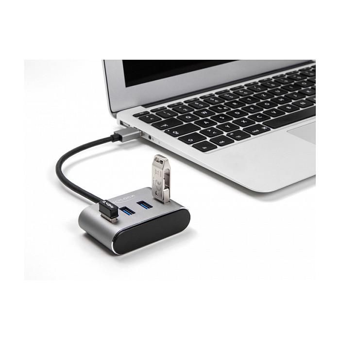 DeLOCK Hub USB 4 Puertos USB 3.2 Gen 1 Tipo-A, 5 Gbps, Negro, Metal, Cable 0.2m, Plug and Play, Compatible con Windows, macOS, ChromeOS 1 DeLOCK Hub USB 4 Puertos USB 3.2 Gen 1 Tipo-A, 5 Gbps, Negro, Metal, Cable 0.2m, Plug and Play, Compatible con Windows, macOS, ChromeOS 1