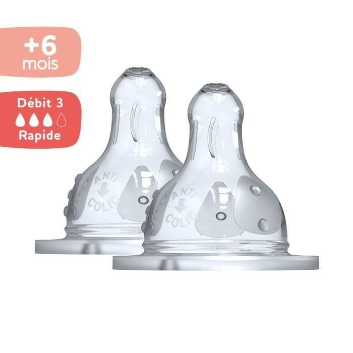 Dodie Tetina Supernova Redonda, Silicona Flexible, Flujo 3, 3 Velocidades, Cuello Ancho, Válvula Anti-cólico Doble, +6 meses, Pack 2 1