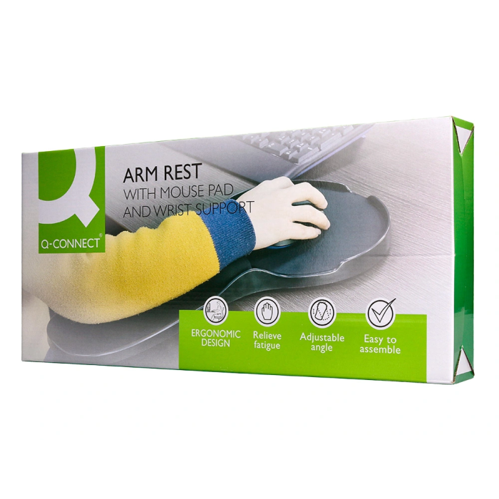 Q-connect Reposabrazos Ergonómico con Alfombrilla de Ratón y Apoyo de Muñeca Color Negro 220x140x480 mm 11