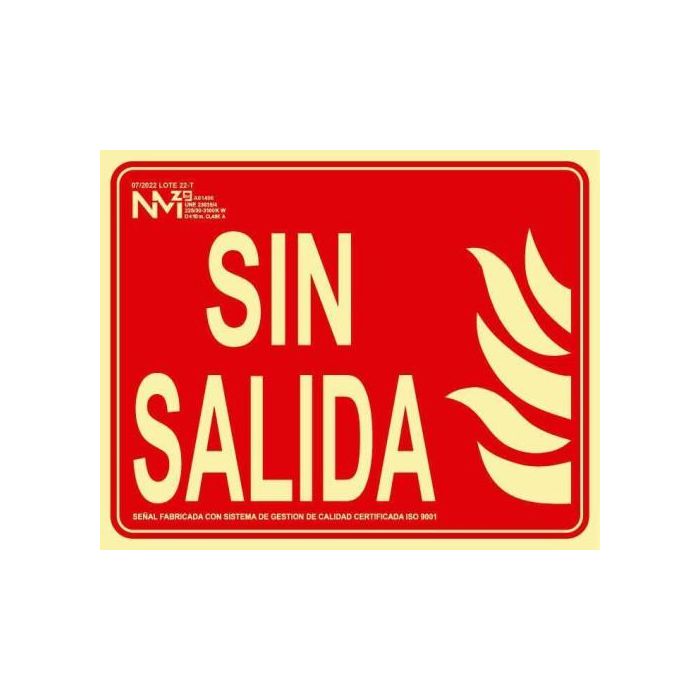 Cartel de extinción "sense sortida" clase b (pvc 0.7mm) 30x15cm normaluz