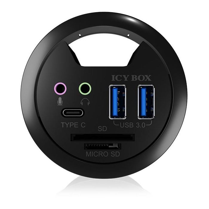 HUB Tisch-Hub mit 2 Kartenlesern. Audio Ein-/Ausgang. Ladefunktion und LED ICY BOX 3