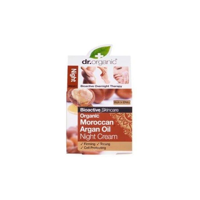 DR. ORGANIC Crema de Noche con Aceite de Argán Marroquí, Reduce Arrugas y Rehidrata la Piel, 50ml