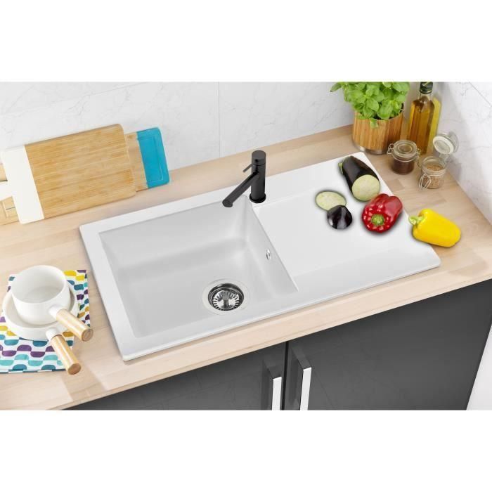 Fregadero STRADOUR construido en EINNA, en SMC WHITE UNI - 17, 1 recipiente, tamaño 78 * 43.5 cm, vaciado manual 1 Fregadero STRADOUR construido en EINNA, en SMC WHITE UNI - 17, 1 recipiente, tamaño 78 * 43.5 cm, vaciado manual 1