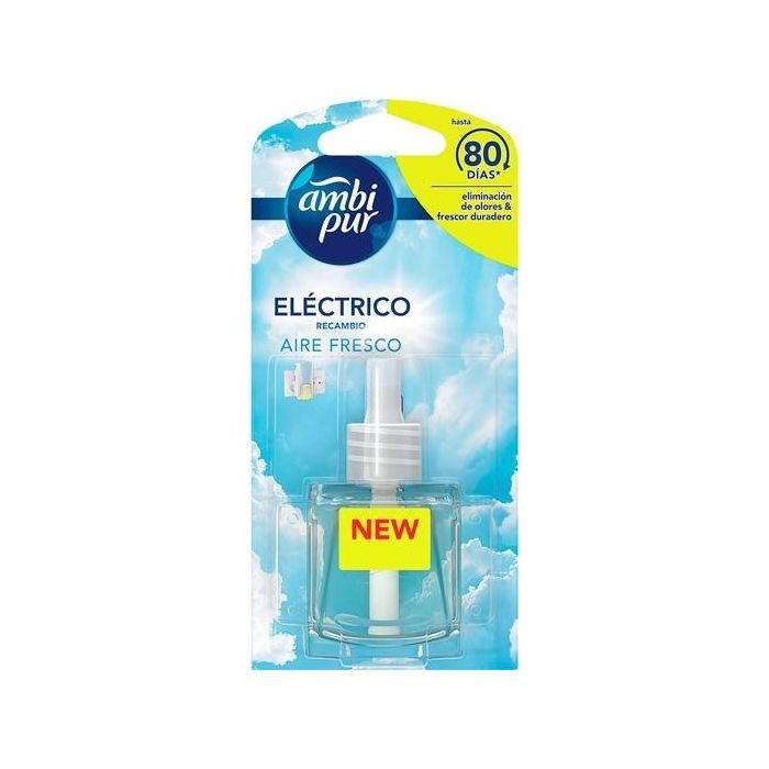 Ambipur Ambientador Eléctrico Recambio Aire Fresco 21,5 mL - Eliminación de olores y frescor duradero Ambipur Ambientador Eléctrico Recambio Aire Fresco 21,5 mL - Eliminación de olores y frescor duradero