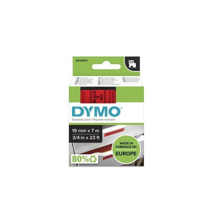 Dymo 45807 Cinta de Transferencia Térmica D1, Negro Sobre Rojo 19 mmx7M, Poliéster Autoadhesiva para Labelmanager