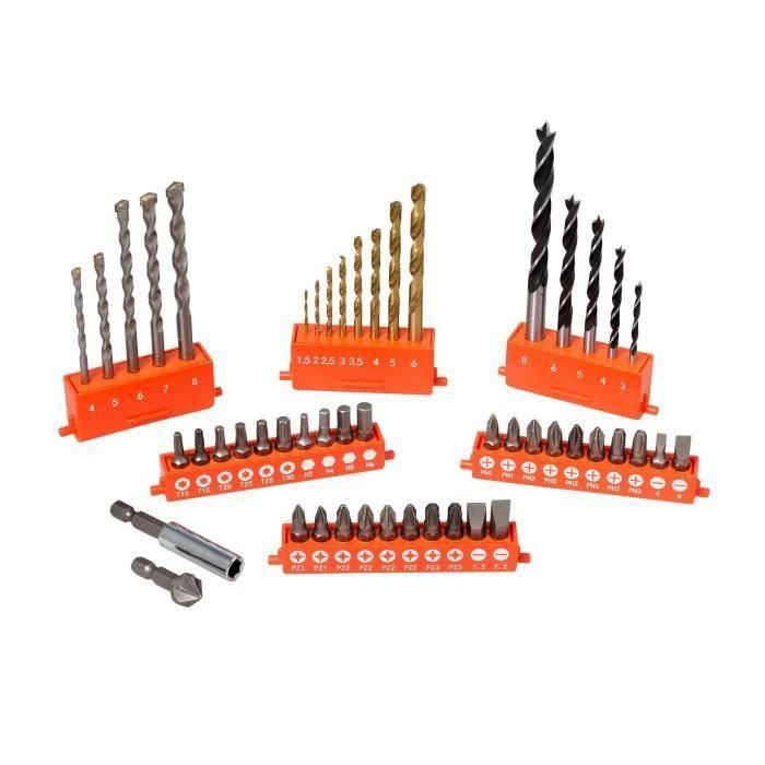 Black + Decker A7232 Set 50 Accesorios de Taladrado y Atornillado con Brocas de Madera, Hormigón, HSS-Tin y Puntas de Destornillador 2 Black + Decker A7232 Set 50 Accesorios de Taladrado y Atornillado con Brocas de Madera, Hormigón, HSS-Tin y Puntas de Destornillador 2