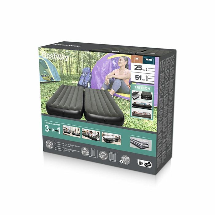 Bestway Airbed Tritech™ Connect and Rest™ Cama Hinchable 3 en 1 - Individual, Elevada o King Size - 188x99x25 cm - Soporta 150 kg 80 Bestway Airbed Tritech™ Connect and Rest™ Cama Hinchable 3 en 1 - Individual, Elevada o King Size - 188x99x25 cm - Soporta 150 kg 80