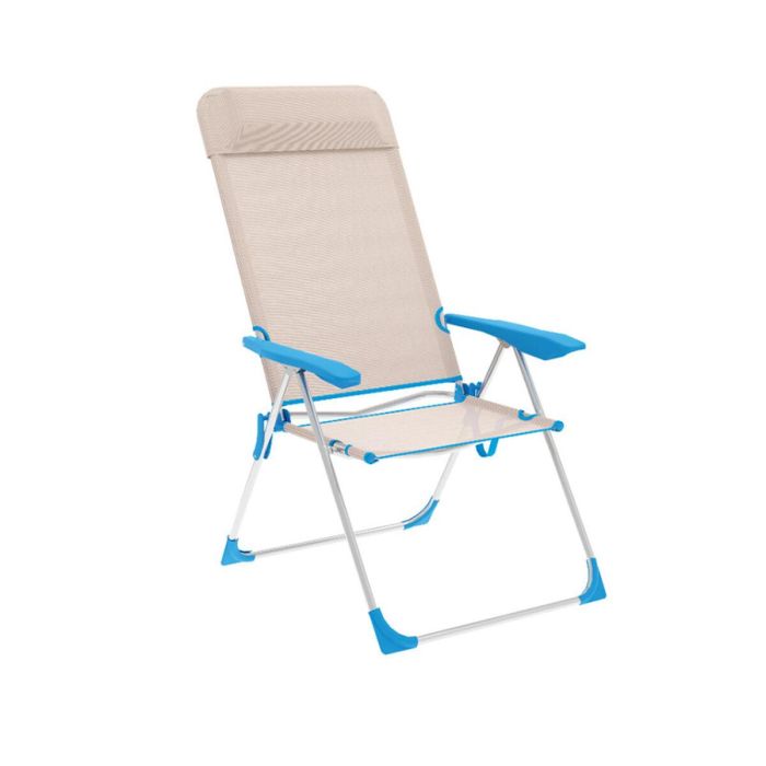 Marbueno Silla Plegable 5 Posiciones Aluminio con Cojin Beige/Azul Playa y Piscina 69X58X109 cm 10175 0 Marbueno Silla Plegable 5 Posiciones Aluminio con Cojin Beige/Azul Playa y Piscina 69X58X109 cm 10175 0