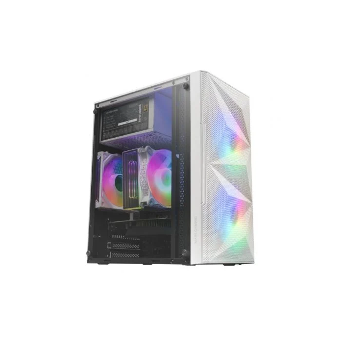 Mars Gaming Caja MC-MEW Blanca Mini Tower Gaming con Ventiladores RGB y Ventana Cristal Templado 1