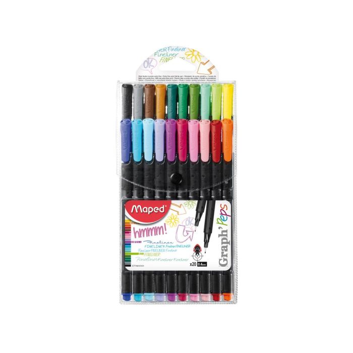 Rotulador Maped Punta De Metal Graph Peps Fine Liner Estuche De 20 Colores Surtidos 1