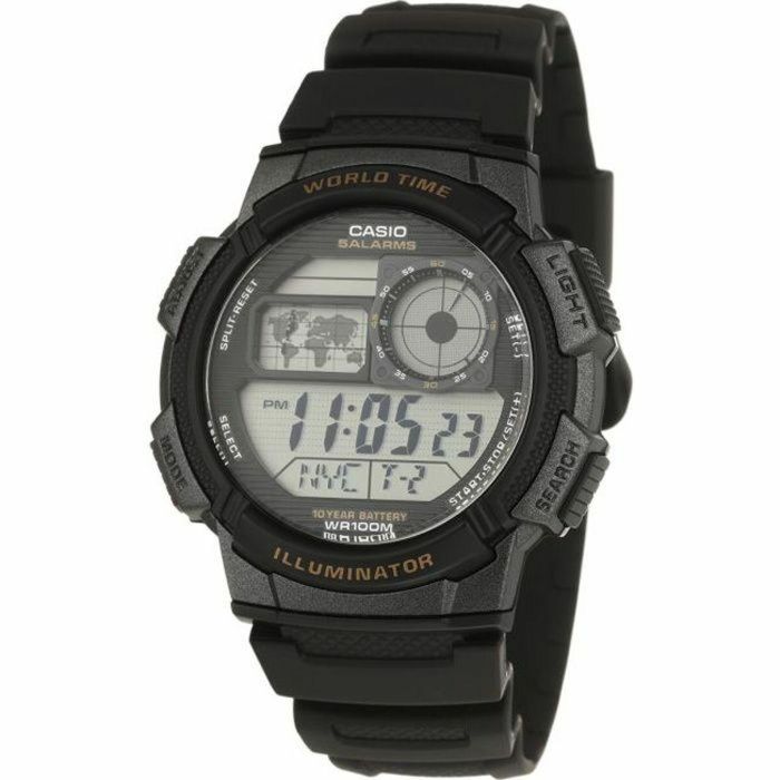 Casio AE1000W1AVEF Reloj de Cuarzo para Hombre con Brazalete de Resina Negro y Dial Digital Gris. Sumergible 10 ATM, con Alarma y Zonas Horarias 0 Casio AE1000W1AVEF Reloj de Cuarzo para Hombre con Brazalete de Resina Negro y Dial Digital Gris. Sumergible 10 ATM, con Alarma y Zonas Horarias 0