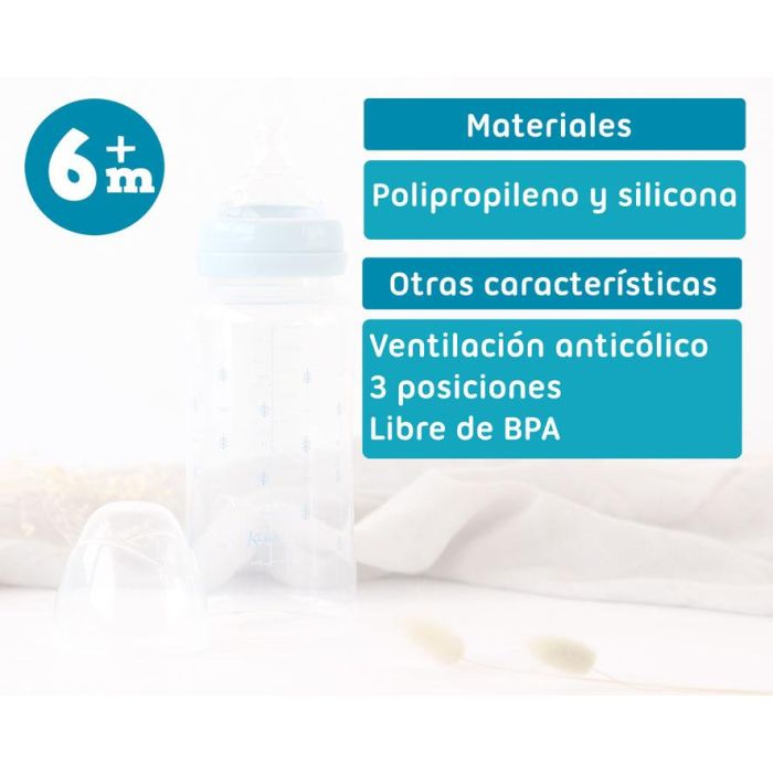 Biberón Anticólicos 360 mL Azul + 6 Meses 4 Biberón Anticólicos 360 mL Azul + 6 Meses 4