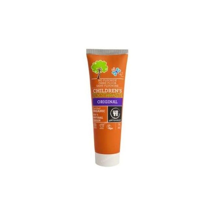URTEKRAM Dentífrico Niños Original 75ml – Sin Flúor, Vegano y Ecológico, con Aloe Vera y Hinojo para Proteger Encías y Dientes