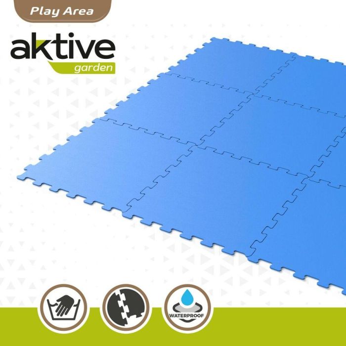 Alfombra de Puzzle Aktive Goma Eva 50 x 0,4 x 50 cm 9 Piezas (4 Unidades) Azul 1