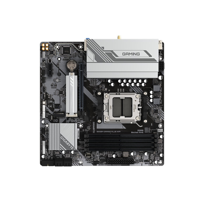GIGABYTE B650M GAMING PLUS WIFI Placa base - Procesadores AMD Ryzen 9000, VRM de 5+2+2 fases, hasta 8000 MHz DDR5, 2xPCIe 4.0 M.2, LAN 2.5GbE, WIFI 6E, USB 3.2 Gen 1 4 GIGABYTE B650M GAMING PLUS WIFI Placa base - Procesadores AMD Ryzen 9000, VRM de 5+2+2 fases, hasta 8000 MHz DDR5, 2xPCIe 4.0 M.2, LAN 2.5GbE, WIFI 6E, USB 3.2 Gen 1 4