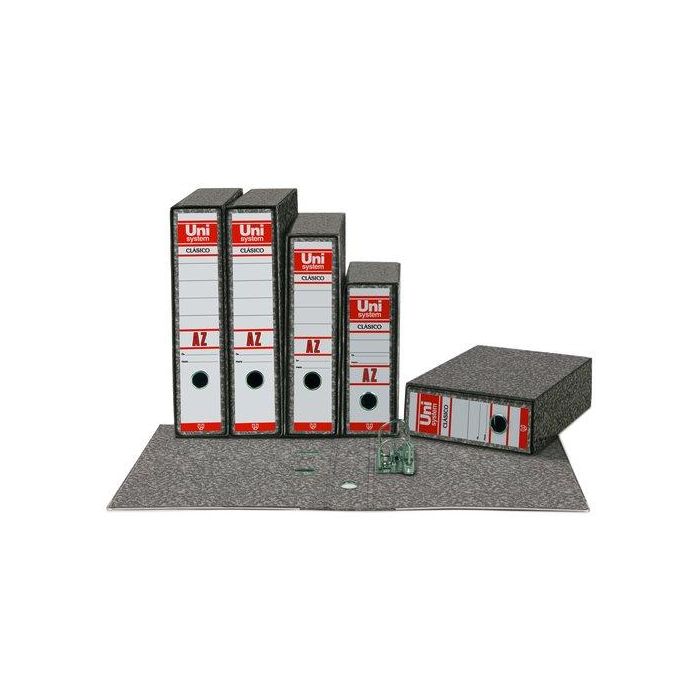 Archivador Palanca Unisystem Clasico Carton Rado Fº 65Mm Gris 12 unidades
