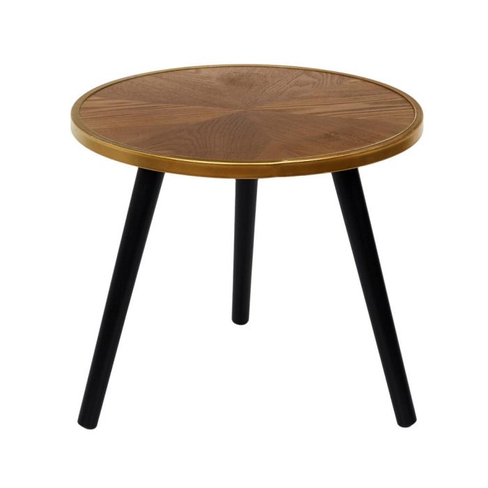 Home Deco Factory Juego de 2 Mesas Nido Lounge Grande d.60cm x h.40cm Pequeña d.40cm x h.33cm Madera Patas Negras Ribete Dorado 3