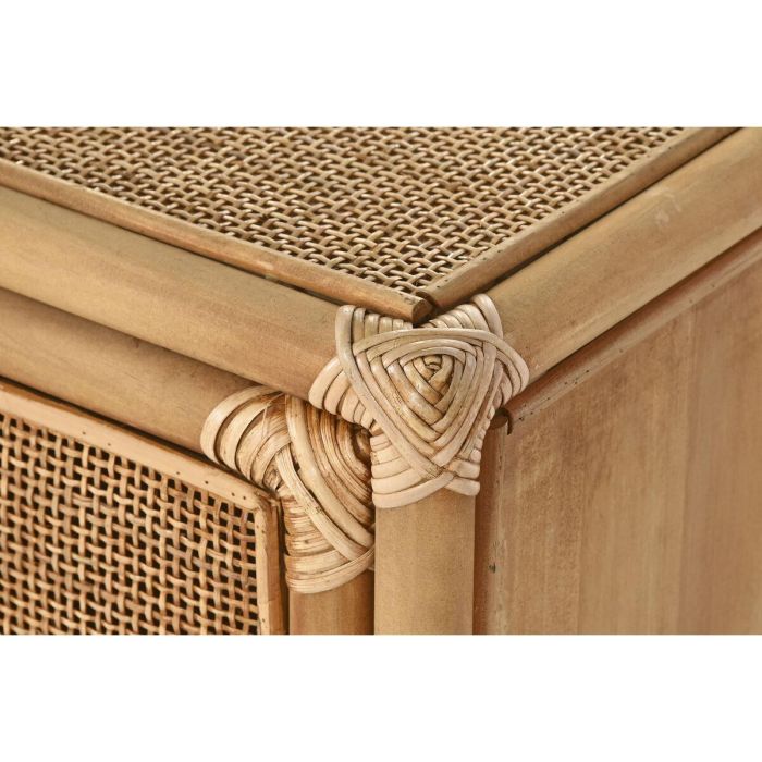 DKD Home Decor Mesita Auxiliar de Abeto y Ratán Tropical con 1 Puerta y 1 Estante Marrón Claro 46x35x60 cm 2 DKD Home Decor Mesita Auxiliar de Abeto y Ratán Tropical con 1 Puerta y 1 Estante Marrón Claro 46x35x60 cm 2