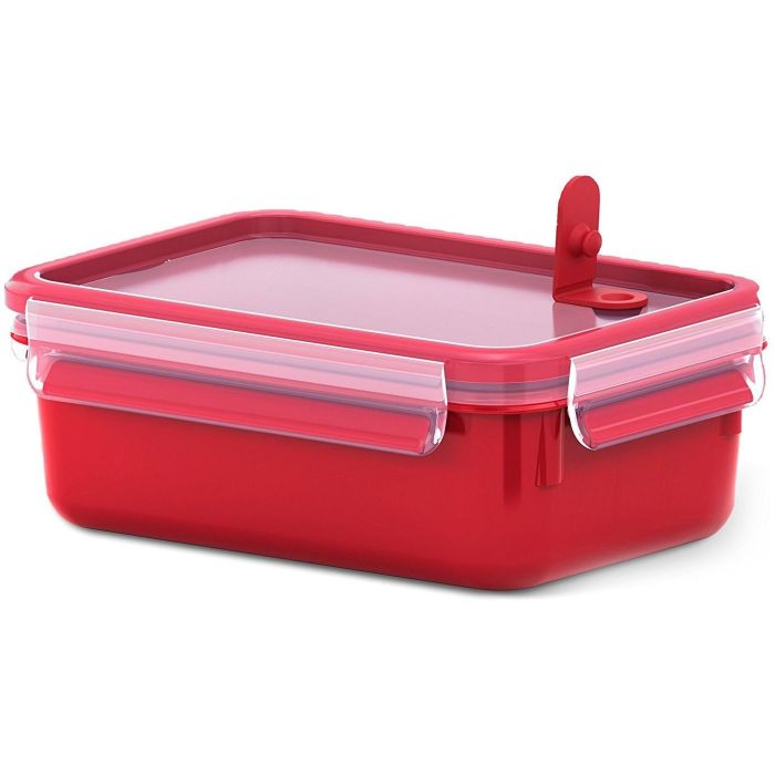 Emsa 517773 Clip & Micro, Fiambrera de Microondas, 1.0 Litro, Rojo/Transparente