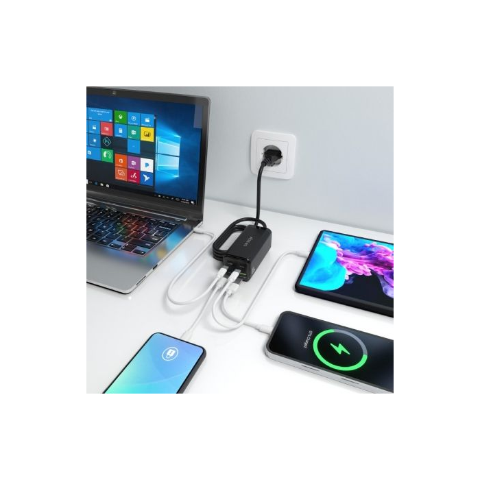 Cargador Sobremesa GaN Aisens ASCH-100W4P054-BK/ 3xUSB Tipo-C/ 1xUSB/ 100W 4 Cargador Sobremesa GaN Aisens ASCH-100W4P054-BK/ 3xUSB Tipo-C/ 1xUSB/ 100W 4