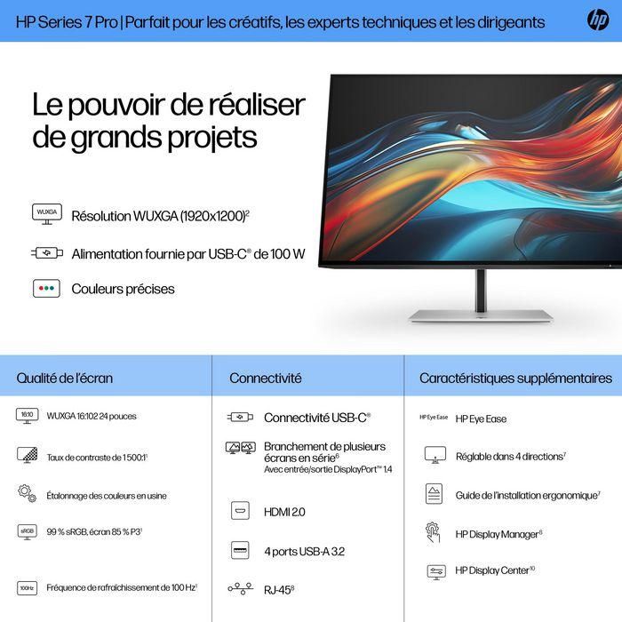 HP 724pu Monitor Series 7 Pro 24 pulgadas WUXGA USB-C, Pantalla 16:10, Precisión de Color y Hub de Productividad 13